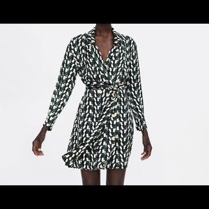 ZARA Long sleeve print dress